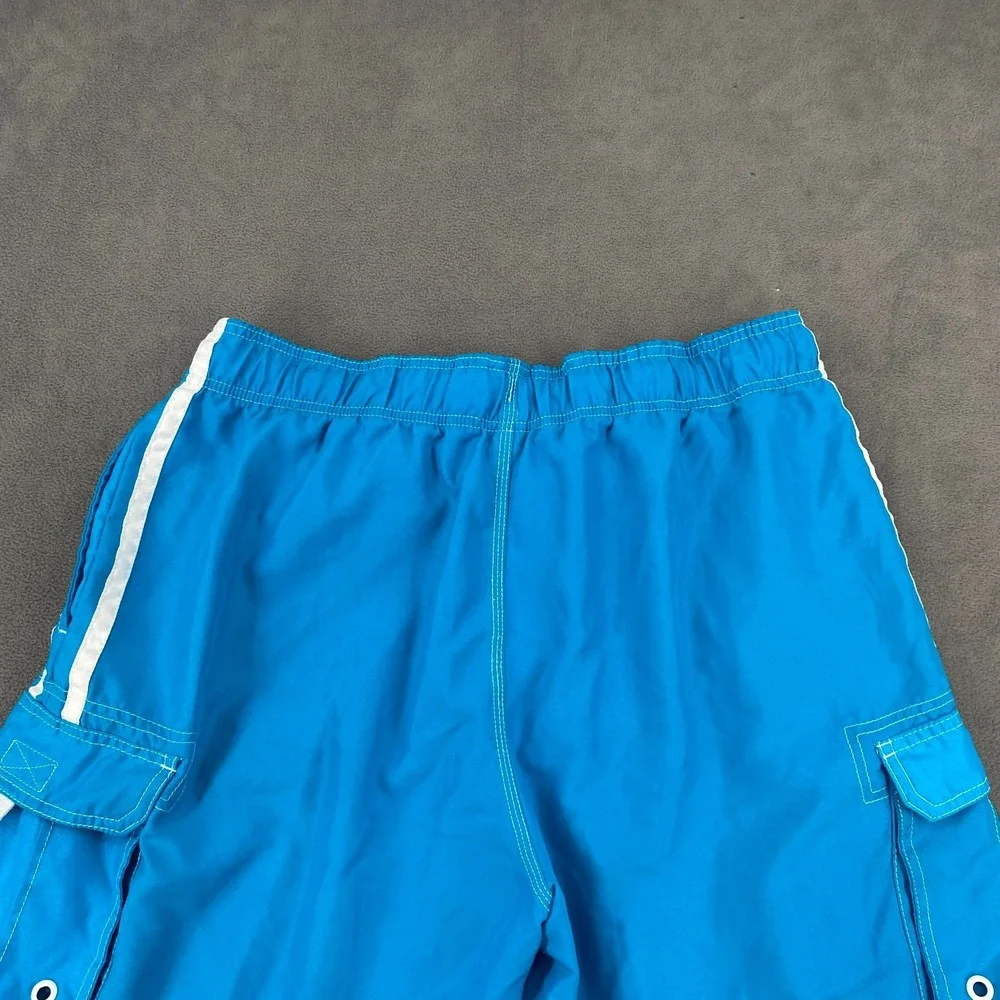 OP Ocean Pacific Board Shorts Men Large Blue Cargo Pocket High Rise Swim Surfing